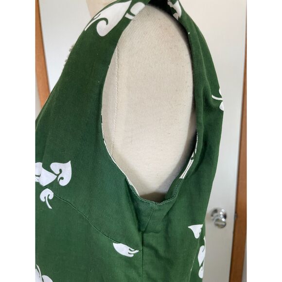 VTG Casual Aire Reef Towers Hawaiian Tiki Village Button Front Green Blouse - Picture 7 of 12